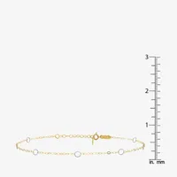 14K Two Tone Gold 9 Inch Solid Link Round Ankle Bracelet
