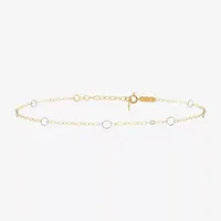 14K Two Tone Gold 9 Inch Solid Link Round Ankle Bracelet