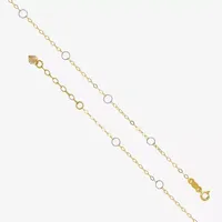 14K Two Tone Gold 9 Inch Solid Link Round Ankle Bracelet