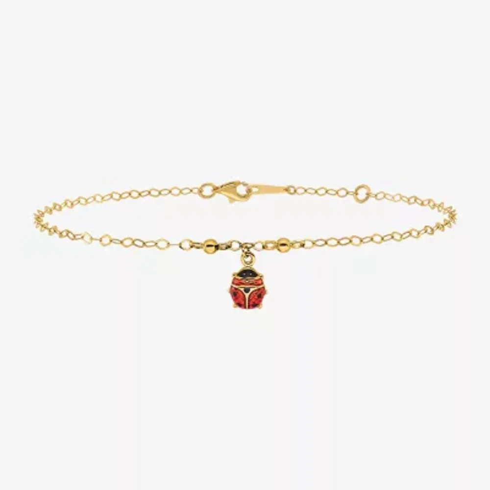 14K Gold 10 Inch Solid Link Ankle Bracelet