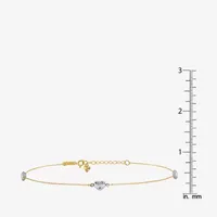 14K Two Tone Gold Inch Solid Rope Heart Ankle Bracelet