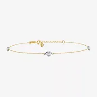 14K Two Tone Gold Inch Solid Rope Heart Ankle Bracelet