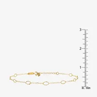 14K Gold Inch Solid Link Oval Ankle Bracelet