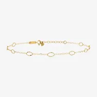 14K Gold Inch Solid Link Oval Ankle Bracelet