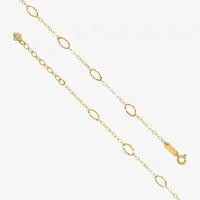 14K Gold Inch Solid Link Oval Ankle Bracelet