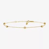 14K Gold 10 Inch Solid Bead Ankle Bracelet