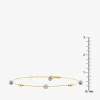 14K Two Tone Gold Inch Solid Bead Ankle Bracelet