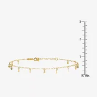 14K Gold Inch Solid Link Oval Ankle Bracelet