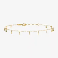 14K Gold Inch Solid Link Oval Ankle Bracelet