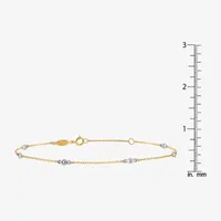 14K Two Tone Gold 9 Inch Solid Cable Ankle Bracelet