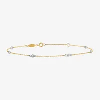 14K Two Tone Gold 9 Inch Solid Cable Ankle Bracelet