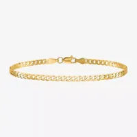 10K Gold 7 Inch Solid Curb Chain Bracelet