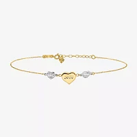 14K Two Tone Gold 9 Inch Solid Rope Heart Ankle Bracelet