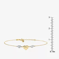 14K Two Tone Gold 9 Inch Solid Rope Heart Ankle Bracelet