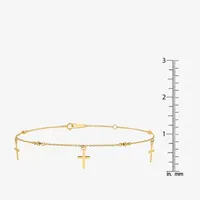 14K Gold 9 Inch Solid Cable Cross Ankle Bracelet