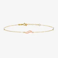 14K Tri-Color Gold Inch Solid Link Ankle Bracelet