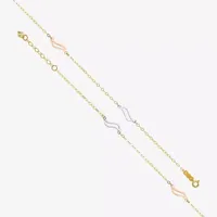 14K Tri-Color Gold Inch Solid Link Ankle Bracelet