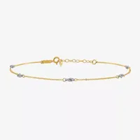 14K Two Tone Gold 9 Inch Solid Cable Ankle Bracelet
