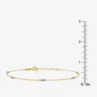 14K Two Tone Gold 9 Inch Solid Cable Ankle Bracelet