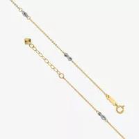 14K Two Tone Gold 9 Inch Solid Cable Ankle Bracelet