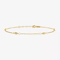 14K Gold 9 Inch Solid Bead Round Ankle Bracelet