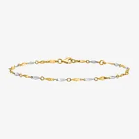 14K Two Tone Gold 10 Inch Semisolid Link Ankle Bracelet