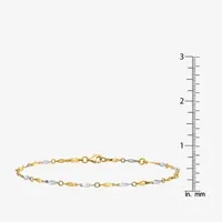 14K Two Tone Gold 10 Inch Semisolid Link Ankle Bracelet