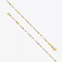 14K Two Tone Gold 10 Inch Semisolid Link Ankle Bracelet