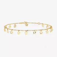 14K Gold 10 Inch Semisolid Cable Star Ankle Bracelet