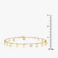14K Gold 10 Inch Semisolid Cable Star Ankle Bracelet