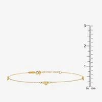 14K Gold Inch Solid Cable Heart Ankle Bracelet