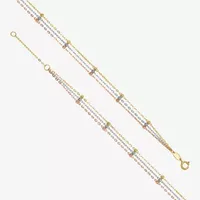 14K Tri-Color Gold 10 Inch Semisolid Cable Ankle Bracelet