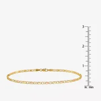 14K Two Tone Gold Inch Solid Link Heart Ankle Bracelet