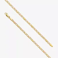 14K Two Tone Gold Inch Solid Link Heart Ankle Bracelet