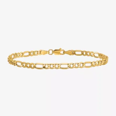 10K Gold 7 Inch Semisolid Figaro Chain Bracelet