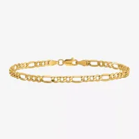 10K Gold 7 Inch Semisolid Figaro Chain Bracelet