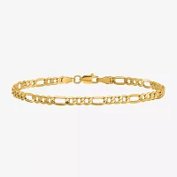 10K Gold 8 Inch Semisolid Figaro Chain Bracelet