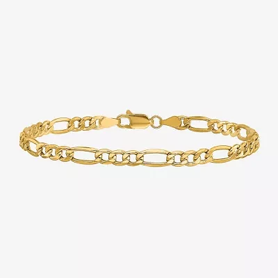 10K Gold 8 Inch Semisolid Figaro Chain Bracelet