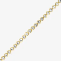 Womens Lab Created White Sapphire 14K Gold Over Silver 7.5 Inch Tennis Bracelet