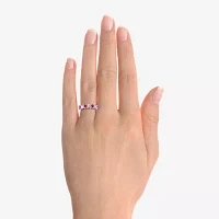 Gemstone & Lab-Created White Sapphire Sterling Silver Band