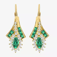 Lab Created Gemstone 14K Gold Over Silver Marquise Drop Earrings