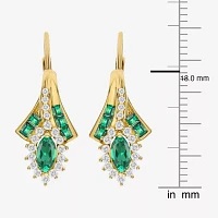 Lab Created Gemstone 14K Gold Over Silver Marquise Drop Earrings