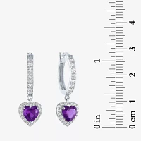 Lab Created Gemstone Sterling Silver Heart Drop Earrings