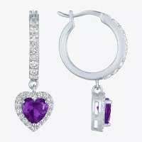 Lab Created Gemstone Sterling Silver Heart Drop Earrings