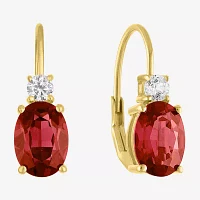 Gemstone 10K Gold Oval Drop Earrings