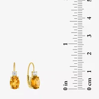 Gemstone 10K Gold Oval Drop Earrings