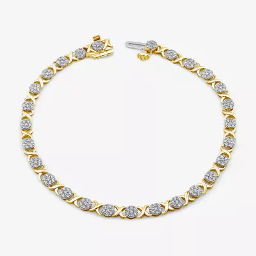 Diamond Blossom (G / Si2) 1 CT. T.W. Lab Grown White Diamond 10K Gold 7 Inch Tennis Bracelet