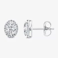 (H / Si2) 1 1/2 CT. T.W. Lab Grown White Diamond 10K Gold 8.6mm Oval Stud Earrings