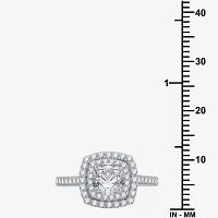 Signature By Modern Bride (H-I / I1) Womens 1 1/ CT. T.W. Lab Grown White Diamond 10K Gold Cushion Side Stone Halo Engagement Ring