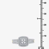 I Said Yes (H-I / I1) 1 CT.T.W. Lab-Grown Diamond Cushion Side Stone Halo Bridal Set Sterling Silver